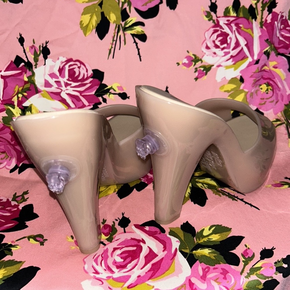 Jeremy Scott Melissa moschino barbie blow up doll heels shoes tan nude runway